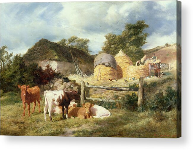 Scottish Acrylic Print featuring the painting A Highland Croft, 1873 by Peter Graham
