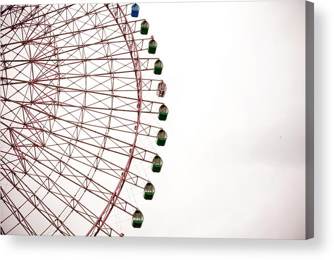 Osaka Prefecture Acrylic Print featuring the photograph A Large Ferris Wheel On A Cloudy Day by Adam Hester