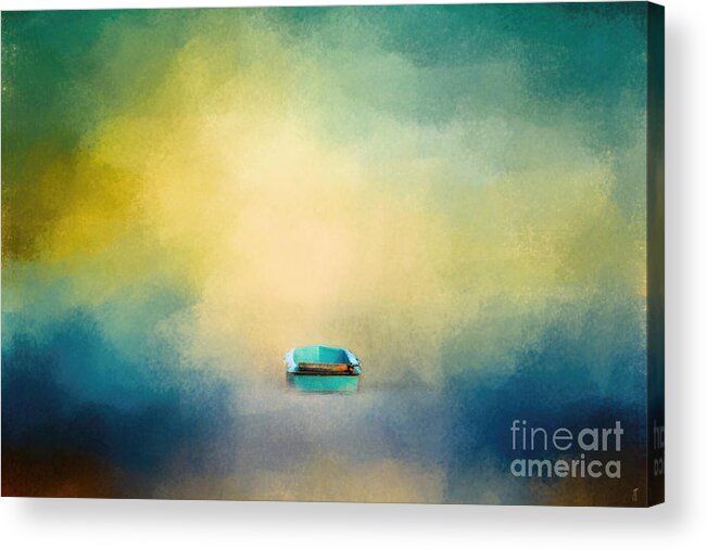 Abstract Acrylic Print featuring the photograph A Little Blue Boat by Jai Johnson