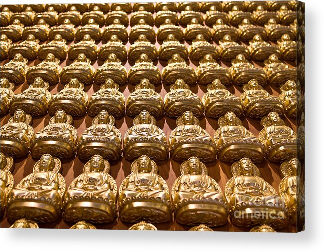 Thailand Acrylic Print featuring the photograph A Lot Of Buddha Images On Wall by Tosporn Preede