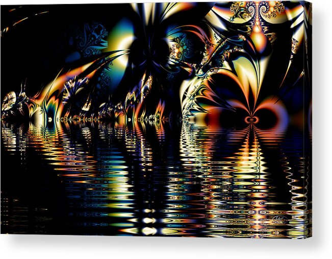 Night Acrylic Print featuring the digital art A Night on the Water by Kiki Art