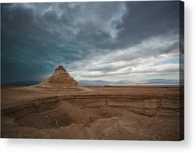 Unesco Acrylic Print featuring the photograph A Sink Hole In The Judean Desert by Reynold Mainse / Design Pics