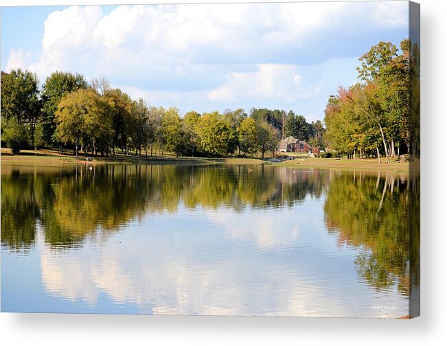 A Sunny Day's Reflections At The Lake House Acrylic Print featuring the photograph A Sunny Day's Reflections at the Lake House by Maria Urso