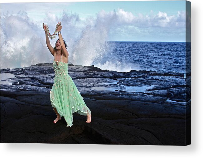 People. Woman Acrylic Print featuring the photograph A Tribute to the Goddess Pele by Venetia Featherstone-Witty