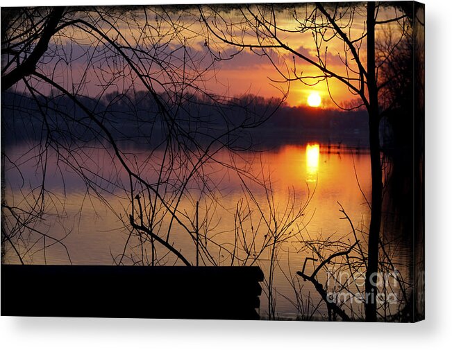 Bench Acrylic Print featuring the photograph Abandoned At Sunset by Tina Hailey