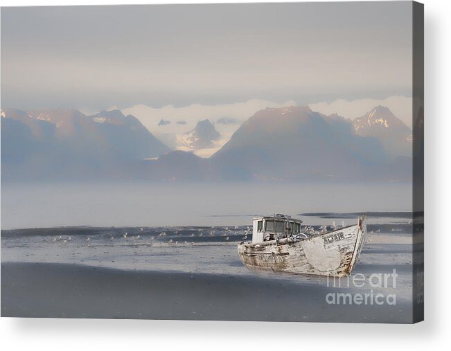 Fishing Boat Acrylic Print featuring the photograph Abandoned boat in Kachemak Bay by Dan Friend