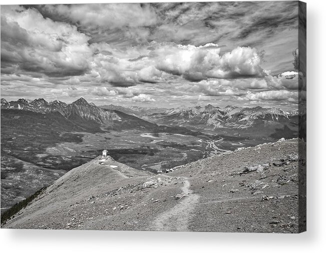 Jasper National Park Acrylic Print featuring the photograph Above Jasper - Black and White by Stuart Litoff