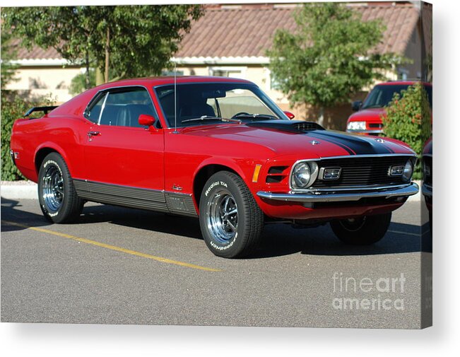 Action Photo Acrylic Print featuring the photograph Action Photo Original Prints Vintage Muscle Cars 1970 Ford Mustang by Action