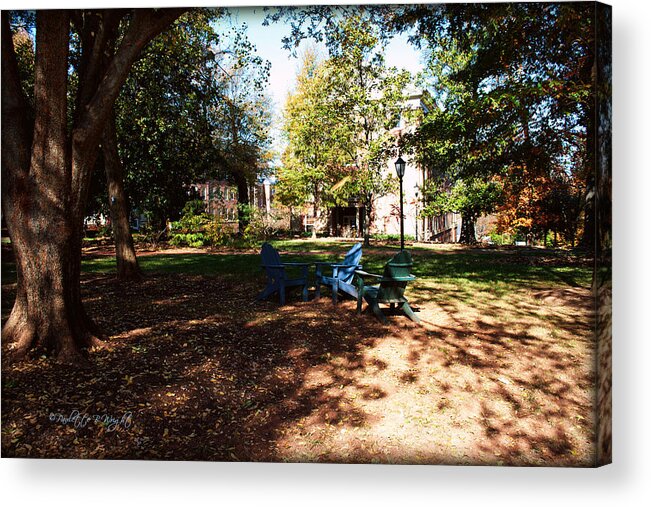 Art Acrylic Print featuring the photograph Adirondack Chairs 5 - Davidson College by Paulette B Wright