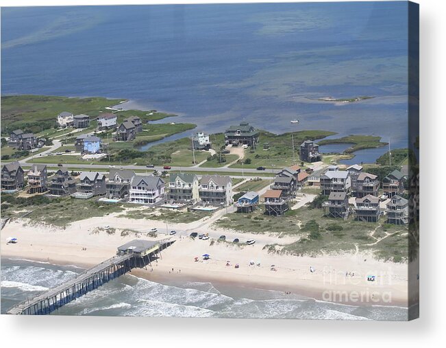Aerial View Outer Banks Acrylic Print featuring the photograph Aerial Frisco Pier 2 by Cathy Lindsey
