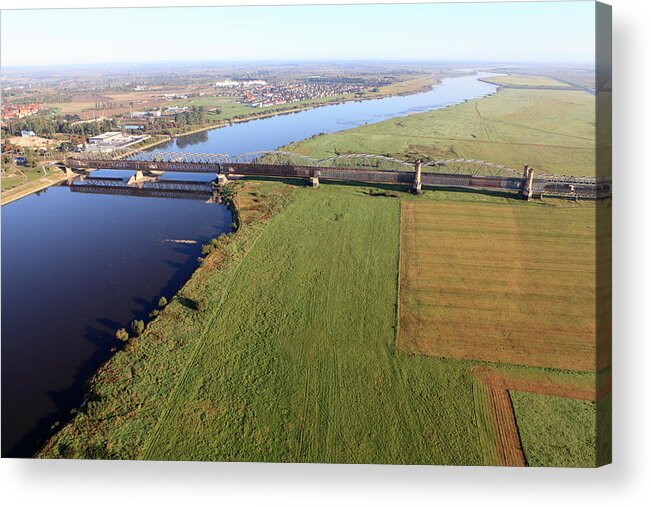 Railroad Track Acrylic Print featuring the photograph Aerial Photo Of The Railway Bridge by Dariuszpa