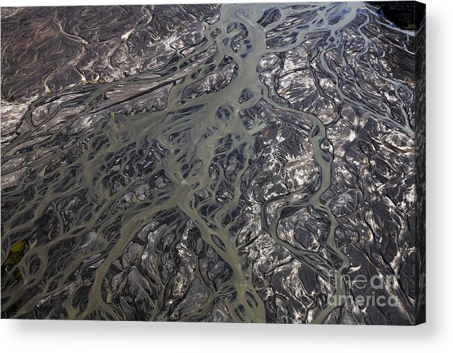 Aerial Photo Acrylic Print featuring the photograph Aerial photography river by Gunnar Orn Arnason