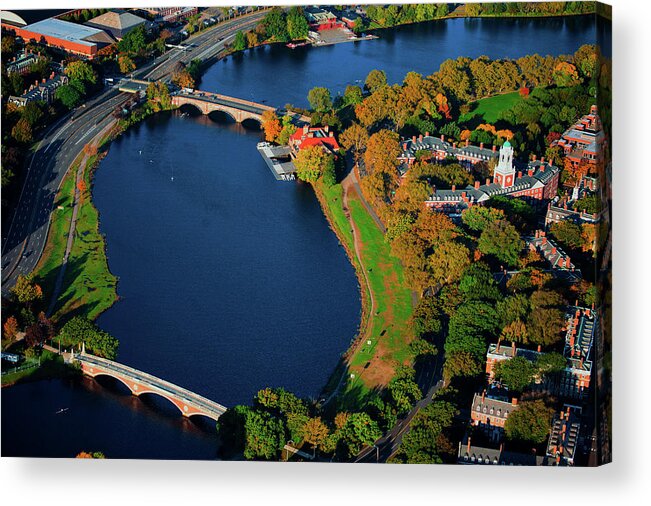 Photography Acrylic Print featuring the photograph Aerial View Of Charles River With Views by Panoramic Images