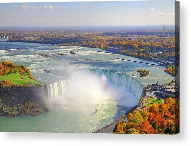 Scenics Acrylic Print featuring the photograph Aerial View Of Niagara Falls In Autumn by Orchidpoet