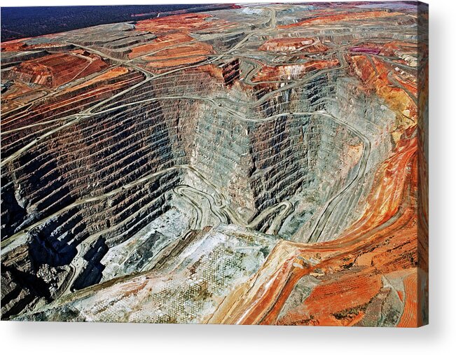 Geology Acrylic Print featuring the photograph Aerial View Of The Super Pit Gold Mine by John W Banagan