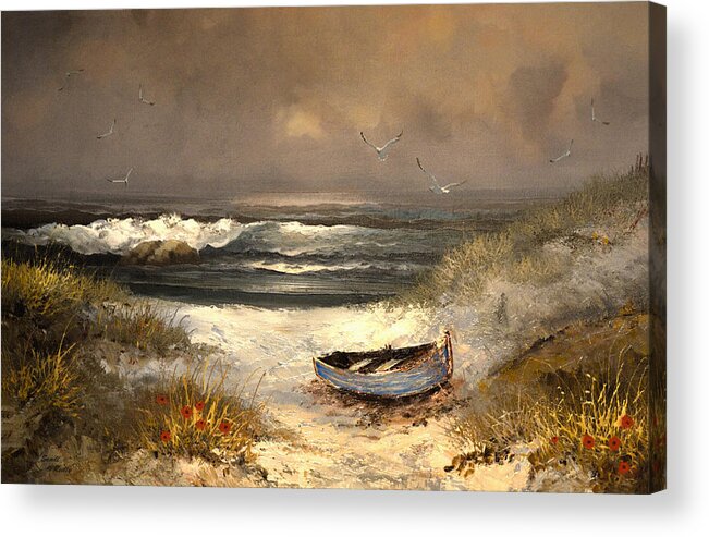 Seascape Acrylic Print featuring the painting After The Storm Passed by Sandi OReilly
