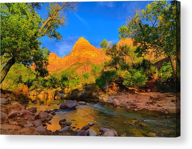 Zion Acrylic Print featuring the photograph Afternoon Along the Virgin River by Greg Norrell