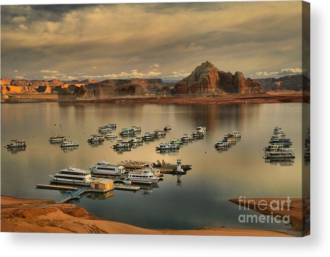 Lake Powell Panorama Acrylic Print featuring the photograph Afternoon At The Wahweap Marina by Adam Jewell