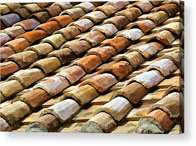 Abstract Acrylic Print featuring the photograph Aged Terracotta Roof Tiles by David Letts
