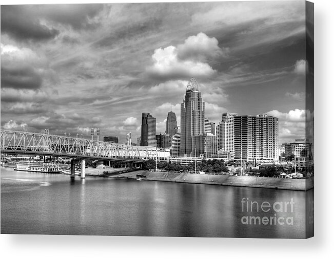 All American City Acrylic Print featuring the photograph All American City 3 BW by Mel Steinhauer