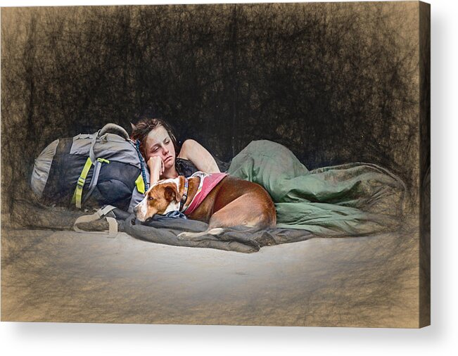 Appalachia Acrylic Print featuring the mixed media Alone with Her Dog by John Haldane