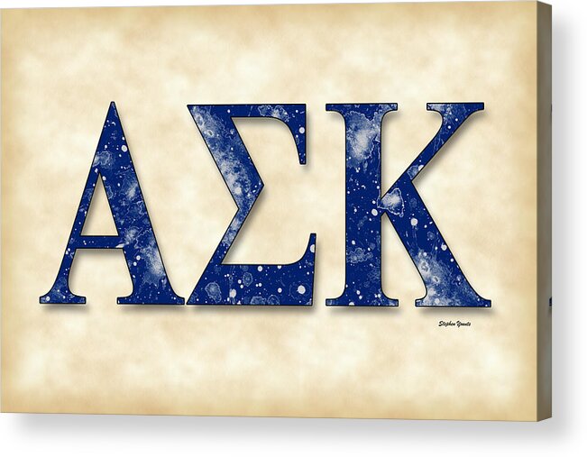 Alpha Sigma Kappa Acrylic Print featuring the digital art Alpha Sigma Kappa - Parchment by Stephen Younts