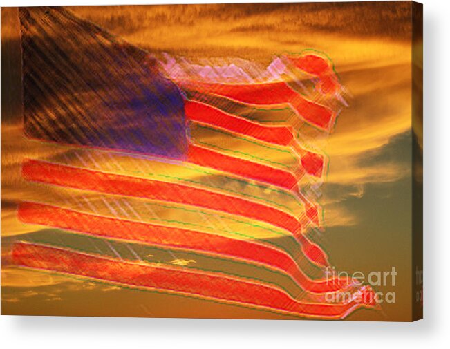 Valor Acrylic Print featuring the mixed media America Distress by Beverly Guilliams