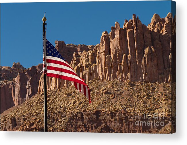 America Acrylic Print featuring the photograph The flag of the United States of America by Juergen Klust