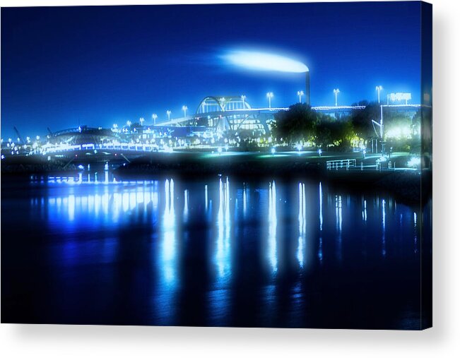 Milwaukee Acrylic Print featuring the photograph An Early Morning look at Industrial Milwaukee with a cool pro-mist filter by Sven Brogren