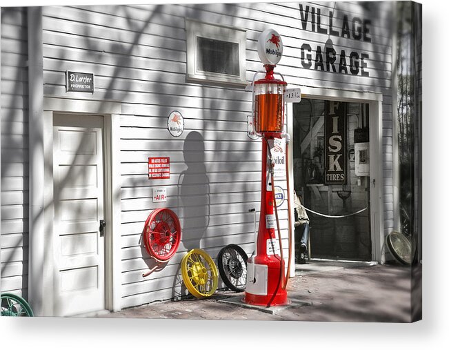 Garage Acrylic Print featuring the photograph An old village gas station by Mal Bray