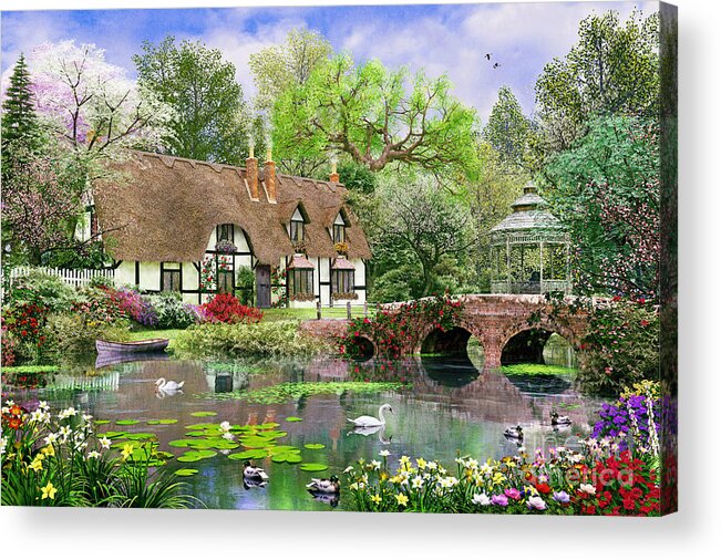 Dominic Davison Acrylic Print featuring the digital art April Cottage by MGL Meiklejohn Graphics Licensing