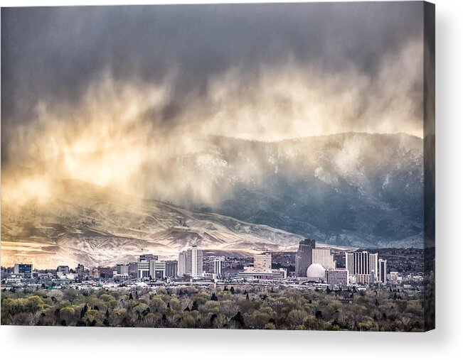 Reno Acrylic Print featuring the photograph April Showers over Reno by Janis Knight