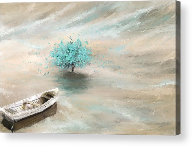Blue Acrylic Print featuring the painting Aqua Tree Of Life by Lourry Legarde