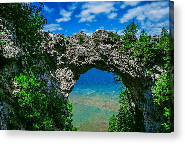 Arch Rock Acrylic Print featuring the pyrography Arch Rock by Rick Bartrand