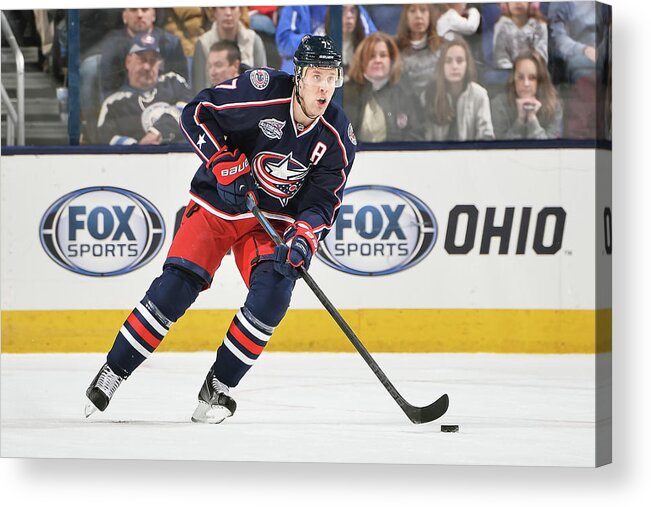 People Acrylic Print featuring the photograph Arizona Coyotes V Columbus Blue Jackets by Jamie Sabau