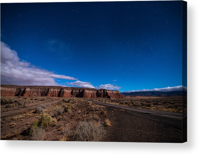 Arizona Acrylic Print featuring the photograph Arizona Mesa at Night by Todd Aaron