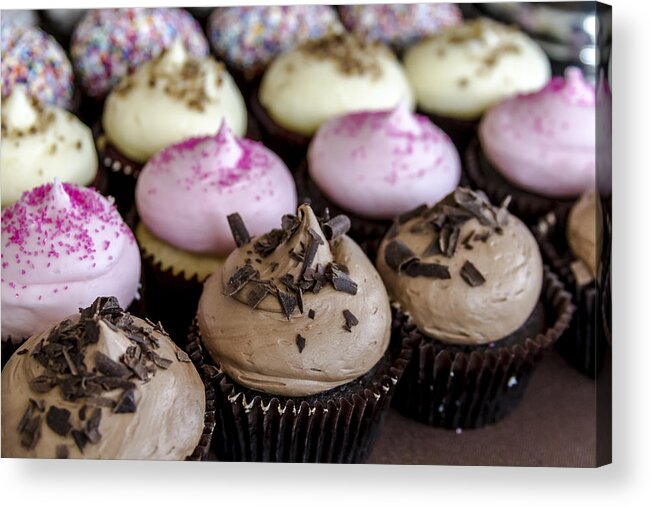 Assorted Cupcakes Acrylic Print featuring the photograph Assorted Flavors of Cupcake on Display by Teri Virbickis