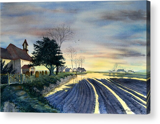 Landscape Acrylic Print featuring the painting At Eventide by Glenn Marshall
