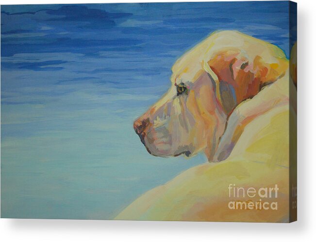 Yellow Lab Acrylic Print featuring the painting At Peace by Kimberly Santini