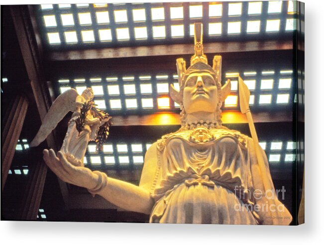 Parthenon Acrylic Print featuring the painting Athena and Nike Sculpture by Jerry Grissom