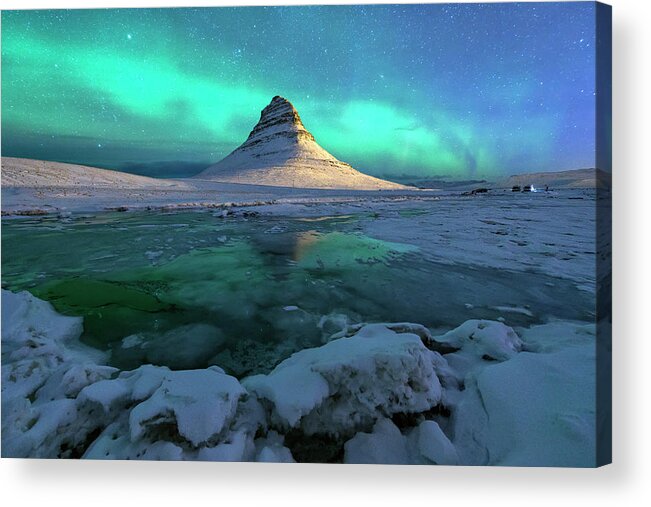 Tranquility Acrylic Print featuring the photograph Aurora Over Kirkjufell Mountain Iceland by Ratnakorn Piyasirisorost