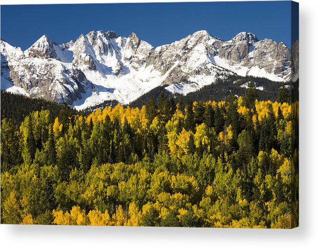 Feb0514 Acrylic Print featuring the photograph Autumn And Snow Covered Peaks North by Tom Vezo