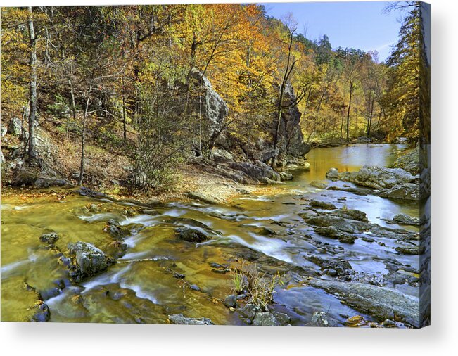 Autumn Acrylic Print featuring the photograph Autumn at Little Missouri Falls - Arkansas - Ouachita National Forest by Jason Politte