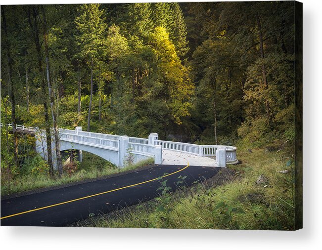 Bridge Acrylic Print featuring the photograph Autumn at McCord Creek by Jon Ares