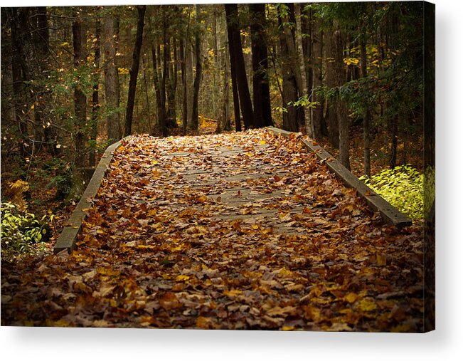 Autumn Bridge Acrylic Print featuring the photograph Autumn Bridge by Kirkodd Photography Of New England