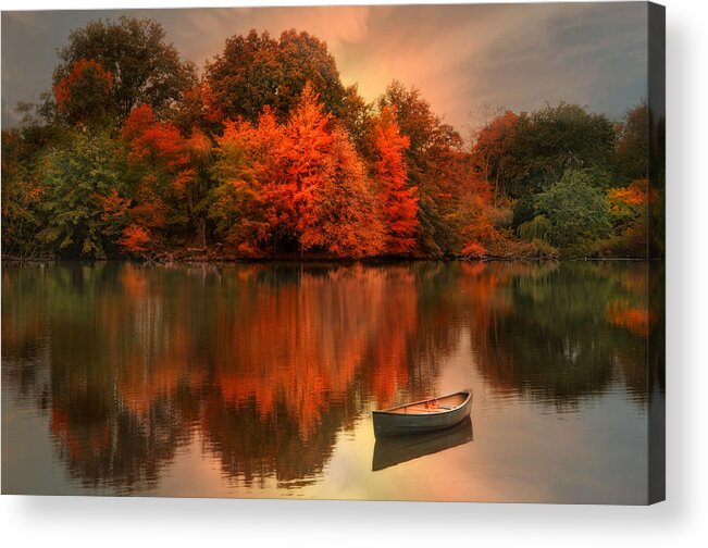 Canoe Acrylic Print featuring the photograph Autumn Canoe by Robin-Lee Vieira
