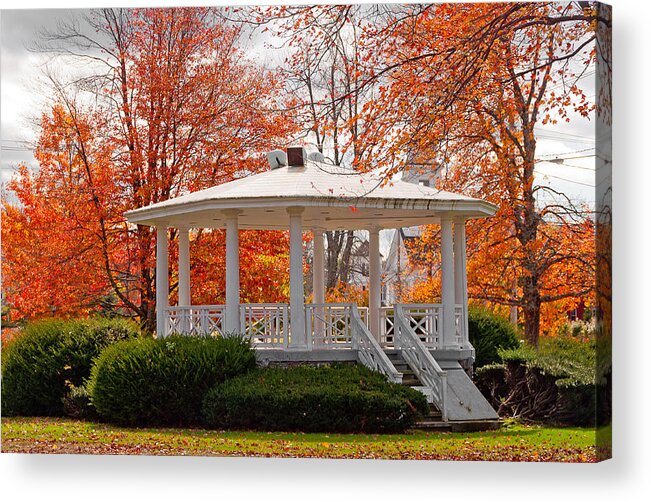 Autumn Acrylic Print featuring the photograph Autumn Gazebo in Barre by Mitchell R Grosky