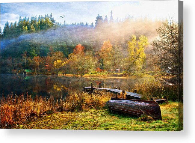 Autumn Scenes Acrylic Print featuring the painting Autumn Mist by Tom Schmidt