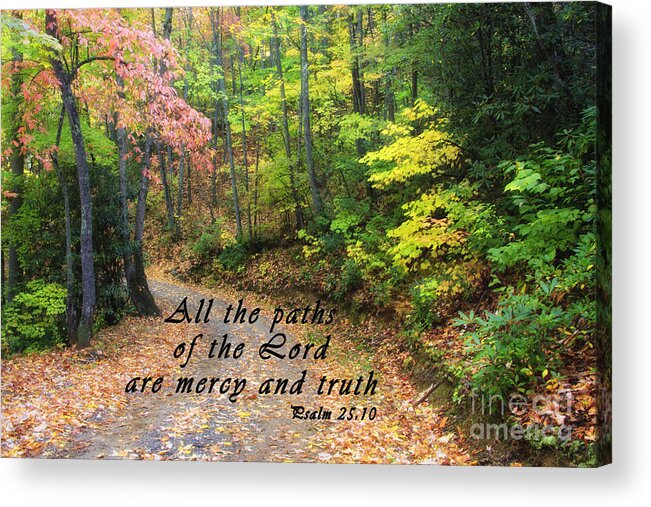 North Acrylic Print featuring the photograph Autumn Path with Scripture by Jill Lang