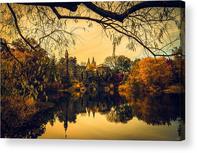 Belvedere Acrylic Print featuring the photograph Autumn Reflections at Belvedere Castle by Chris Lord